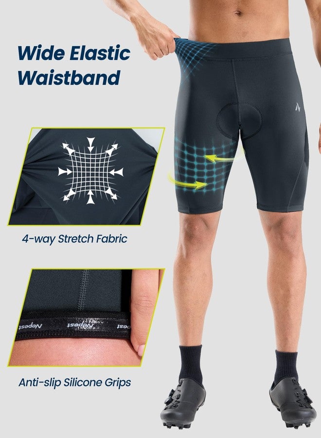 Nepest Men's Bike Shorts 4D Padded Cycling Road Biking Riding Biker Bicycle Mountain Cycle Shorts Zipper Pockets Dark Grey,M - Image 4